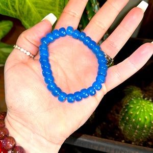 Blue Jade stretch bracelet gift crystal healing handmade bead 8mm